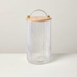 64oz Fluted Glass Storage Canister set with Wood Lid - Hearth & Hand Magnolia